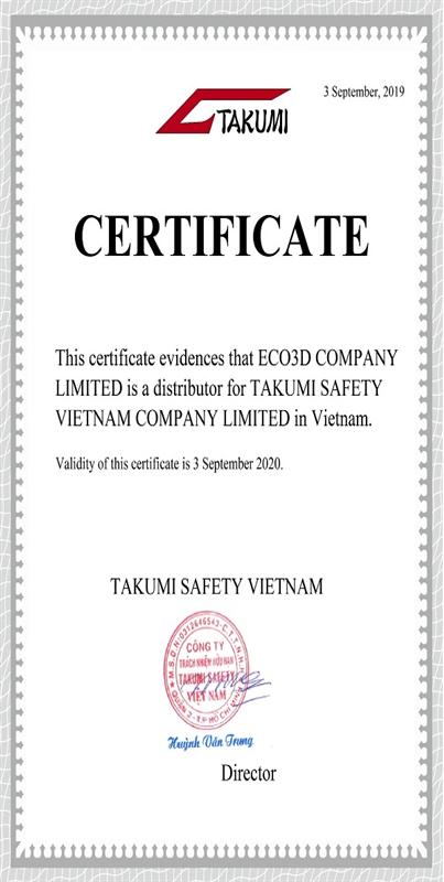 Chứng chỉ tiêu chuẩn giày bảo hộ Takumi